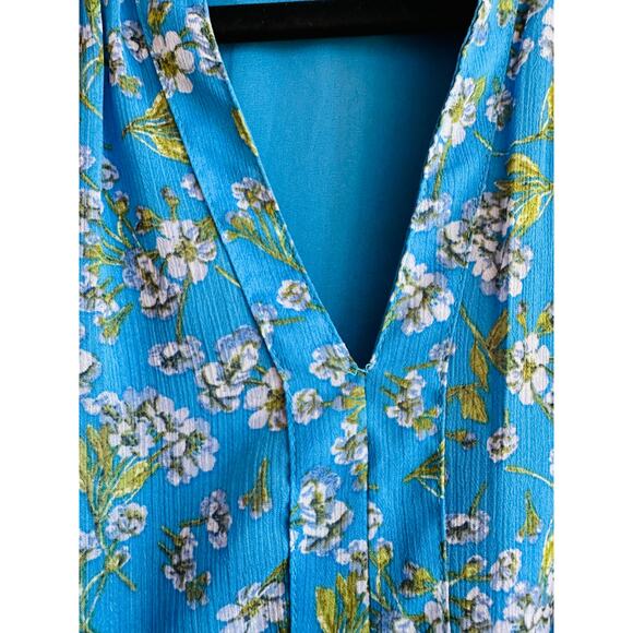 CeCe Women's Blue Floral Print Baby Doll Mini Dress Size M - Picture 4 of 8